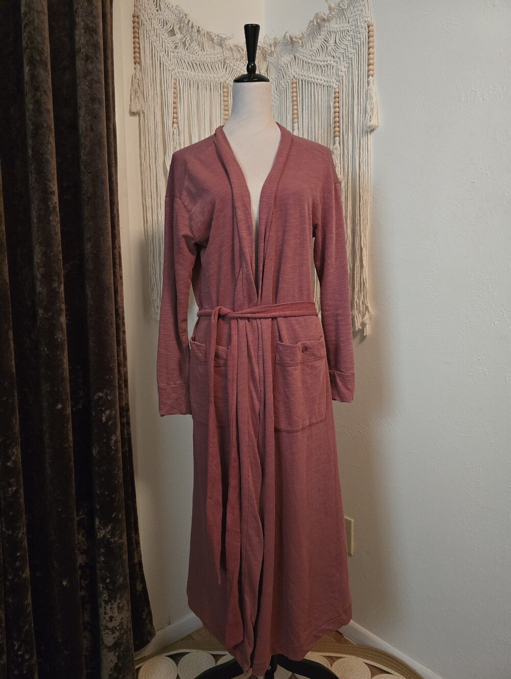 Free People Women's Mauve Long Robe with Belt